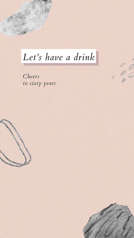 Elderly's birthday greeting template vector with let's have a drink text