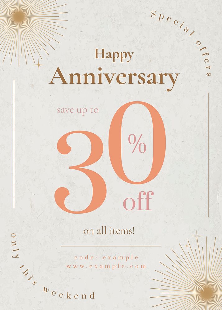 Anniversary sale poster template vector for social media post