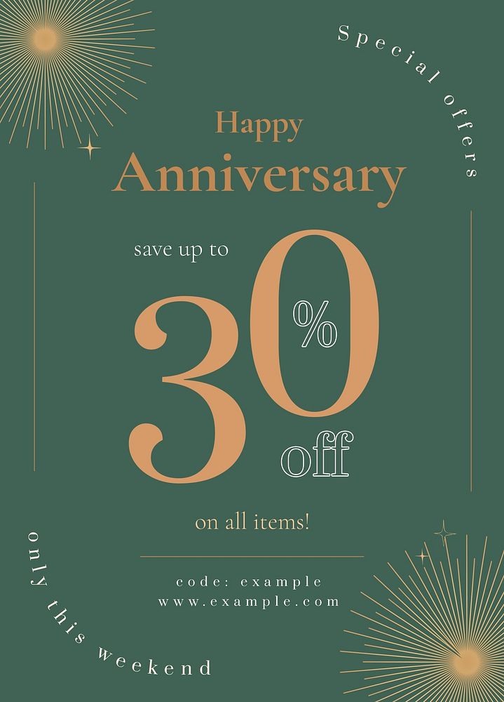 Anniversary sale poster template psd for social media post