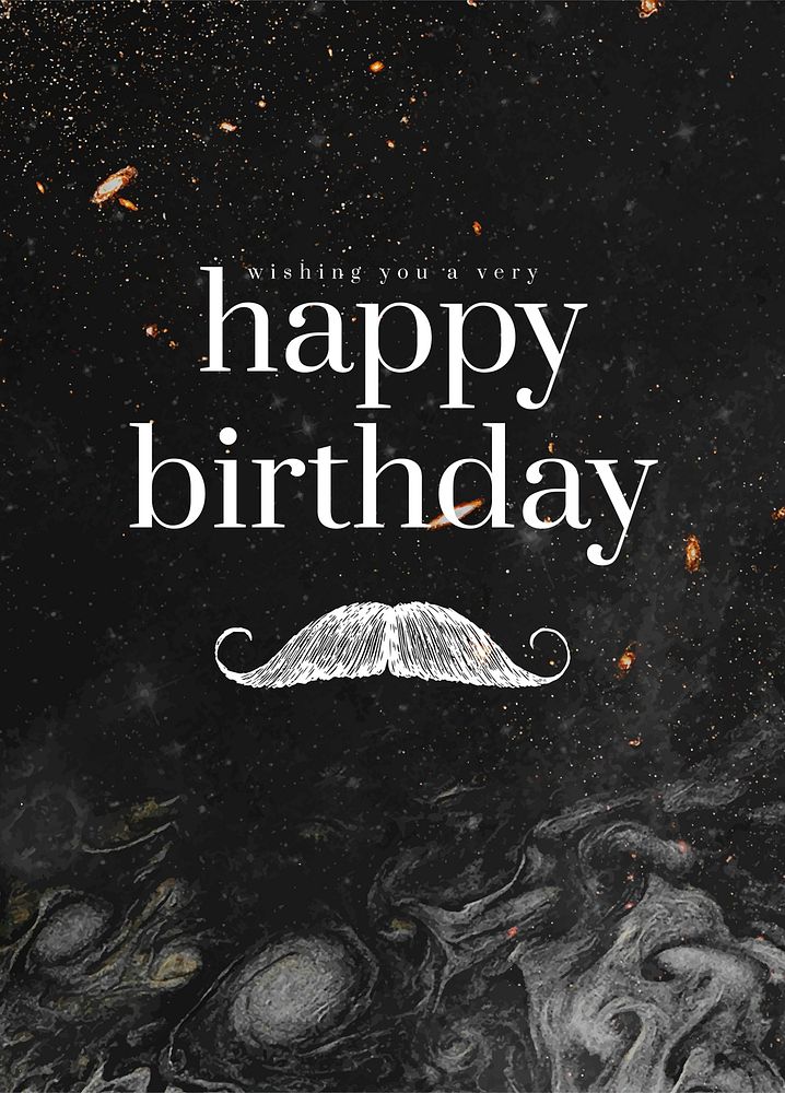 Gentleman birthday greeting template psd with mustache illustration