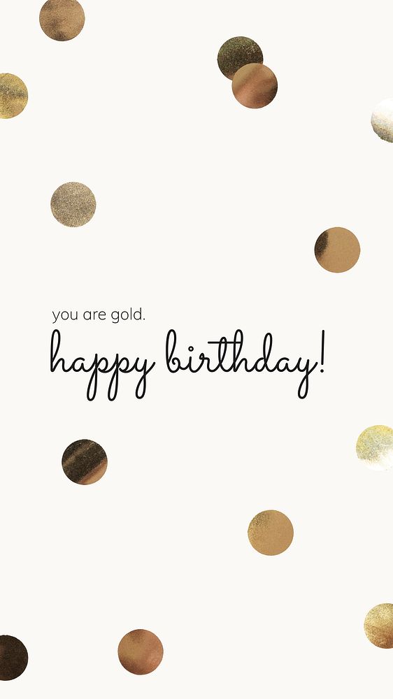 Online birthday greeting template vector with gold confetti