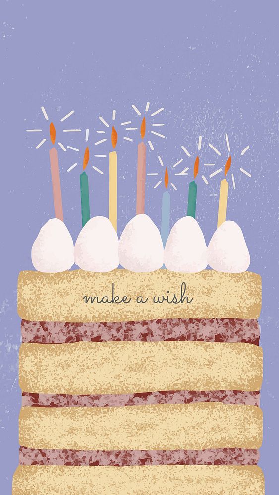Online birthday greeting template vector with cute cake and wishing text