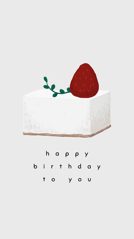 Online birthday greeting template vector with cute cake and wishing text