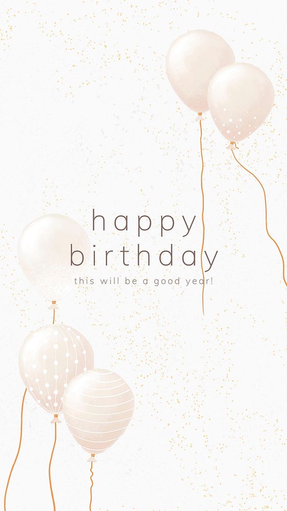 Online birthday greeting template vector with white gold balloon illustration