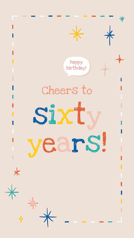 Elderly's birthday greeting template vector with cheers to sixty years text