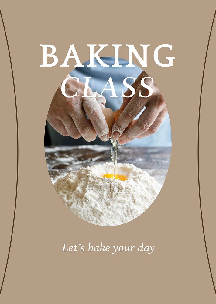 Baking class vector poster template for bakery and cafe marketing
