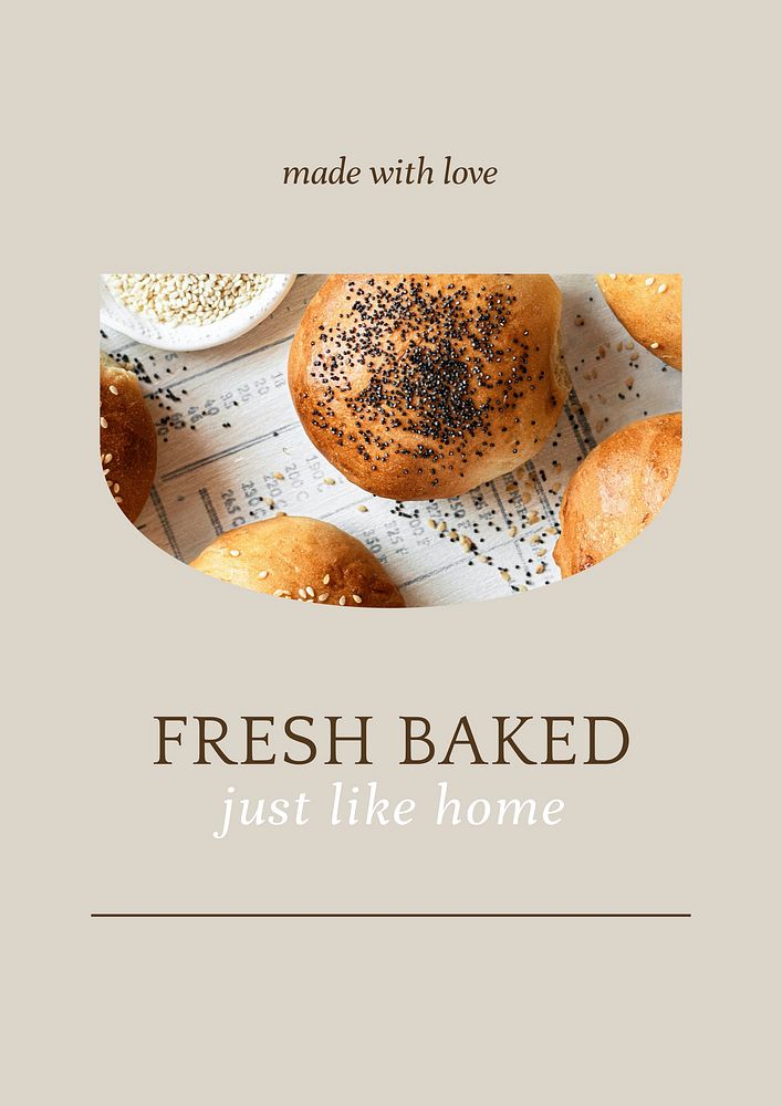 Fresh baked vector poster template for bakery and cafe marketing