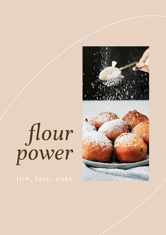 Flour powder psd poster template for bakery and cafe marketing