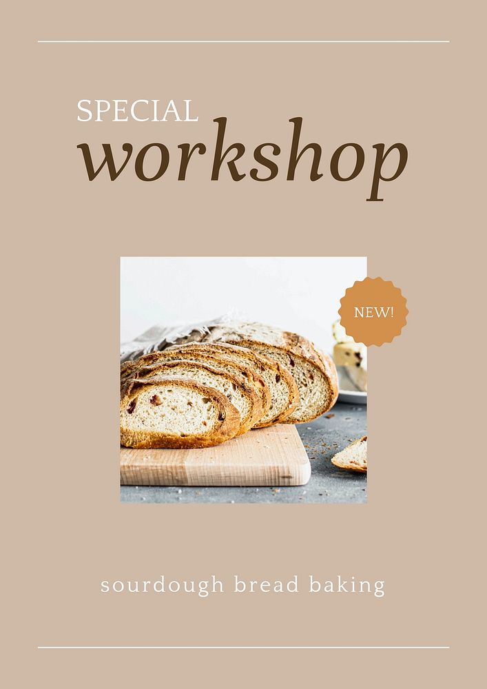 Special workshop psd poster template for bakery and cafe marketing