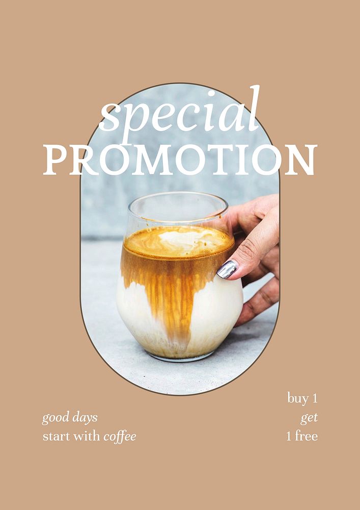 Special promotion vector poster template for bakery and cafe marketing