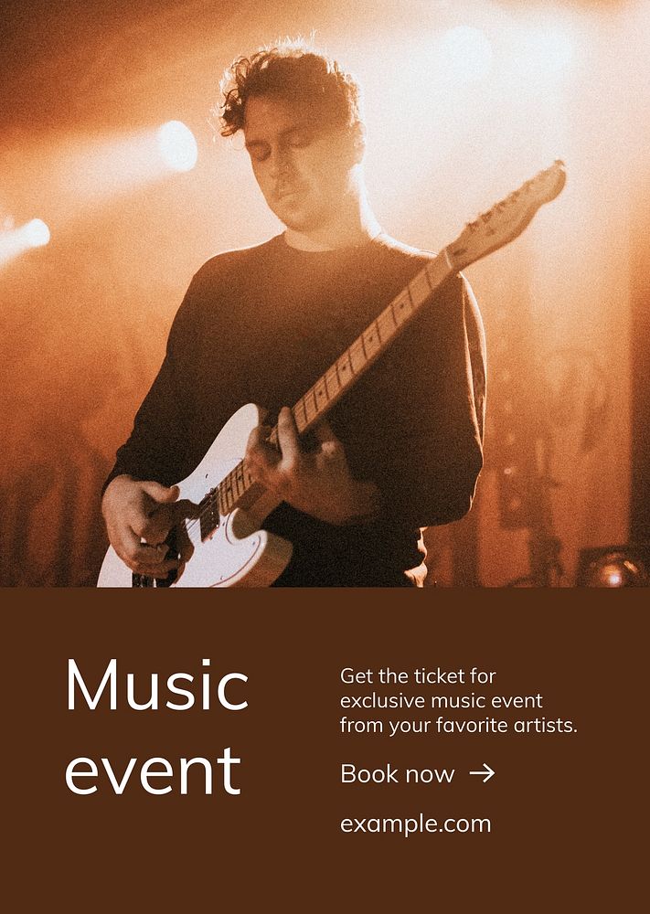 Music event poster template psd with musician photography