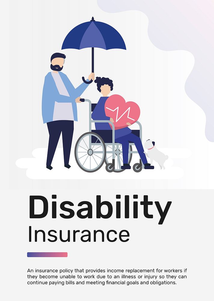 Disability insurance template vector for poster