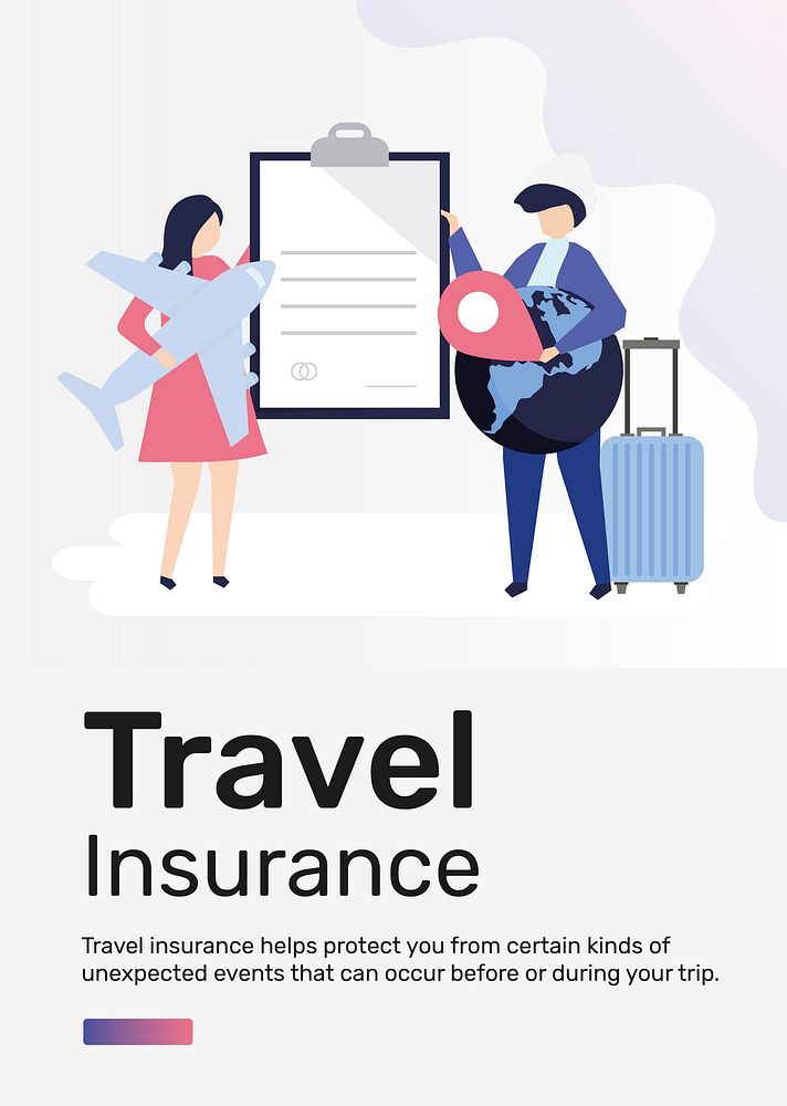 Travel insurance template vector for poster