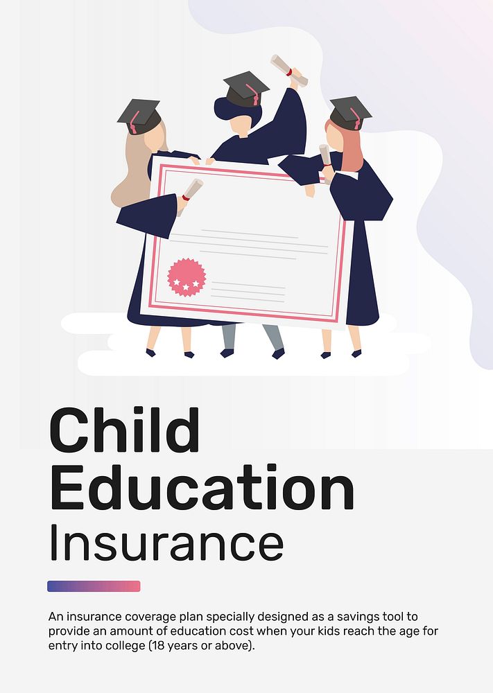 Child education insurance template vector for poster