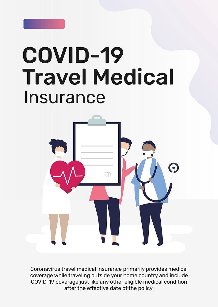 Poster template psd for COVID-19 travel medical insurance