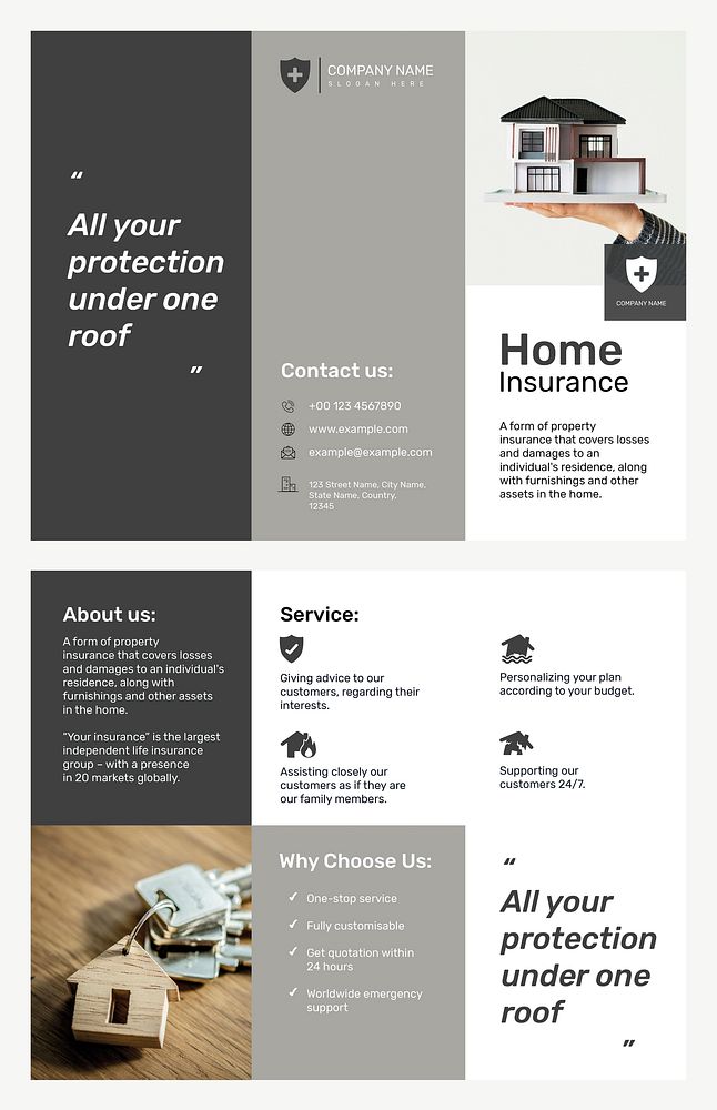 Home insurance brochure template psd with editable text