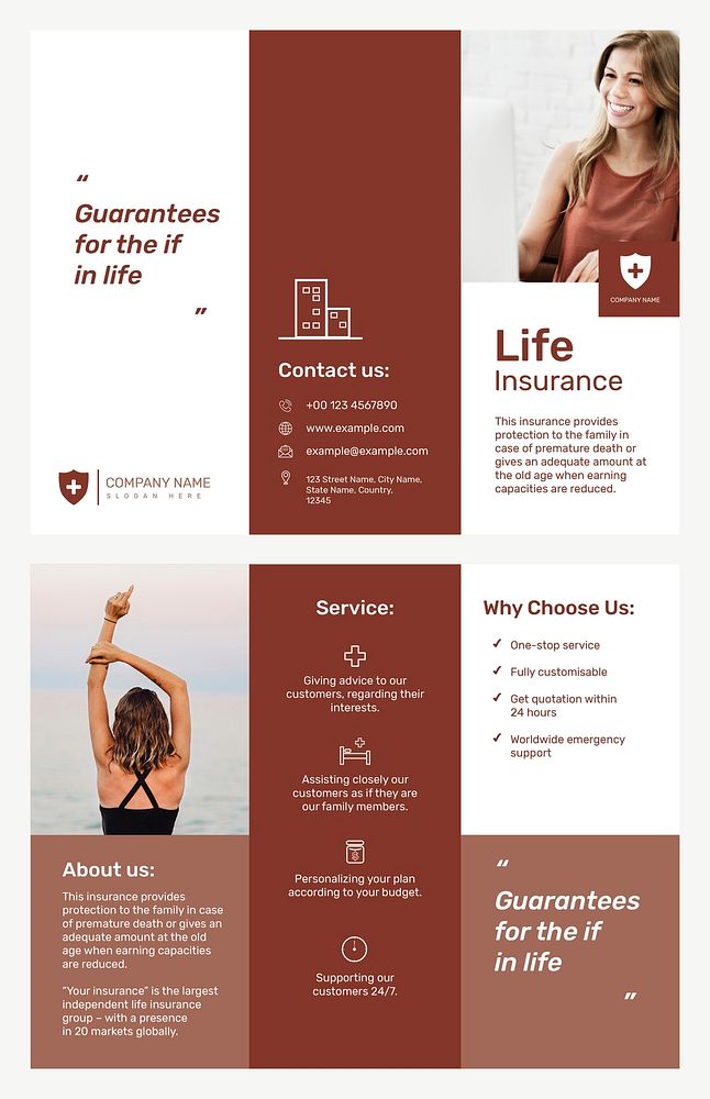Life insurance brochure template psd with editable text
