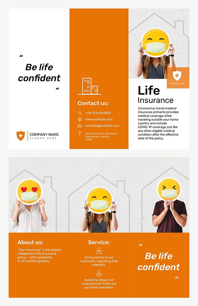 Life insurance brochure template psd with editable text