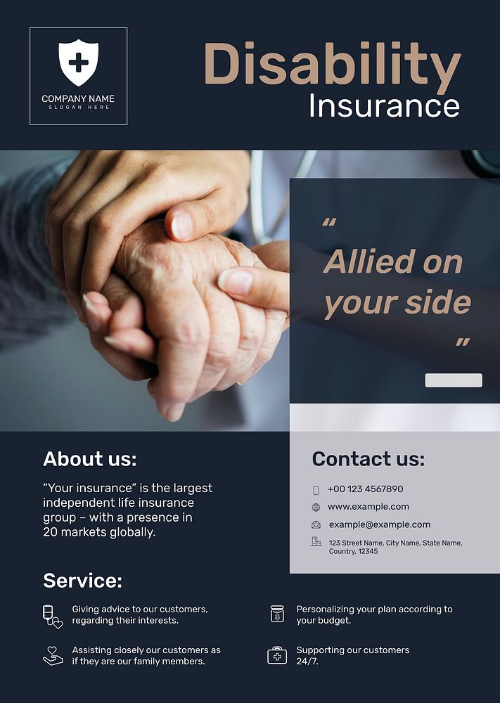 Disability insurance poster template psd with editable text