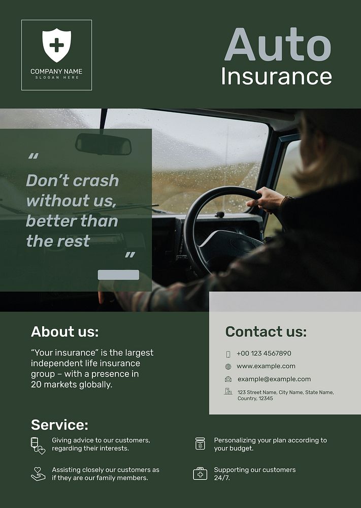 Auto insurance poster template psd with editable text