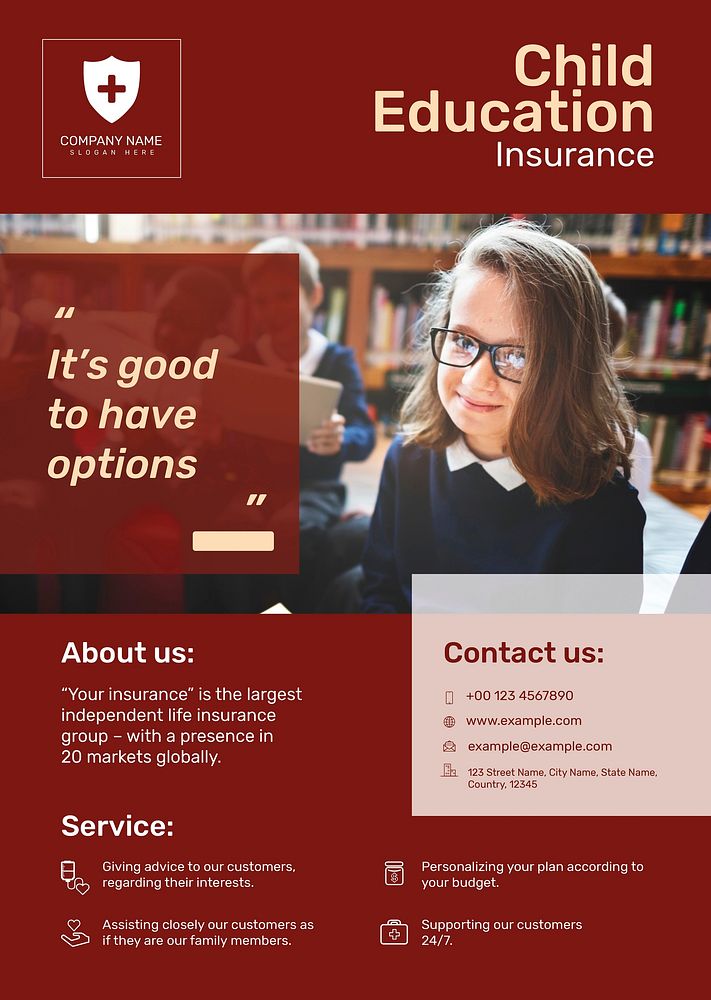 Education insurance poster template vector with editable text