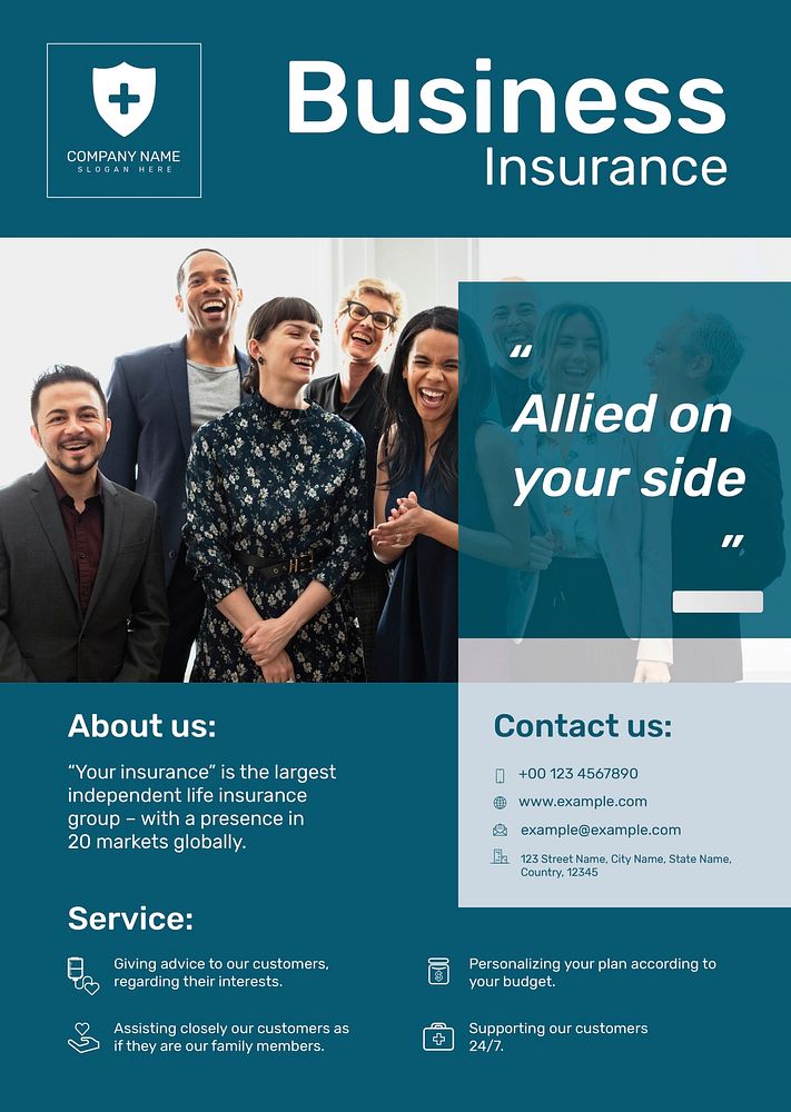 Business insurance poster template psd with editable text 