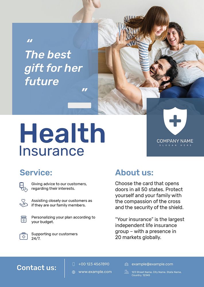 Health insurance poster template psd with editable text