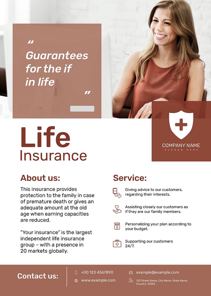 Life insurance poster template vector with editable text