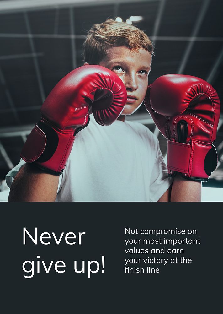 Boxing sports template psd motivational quote ad poster