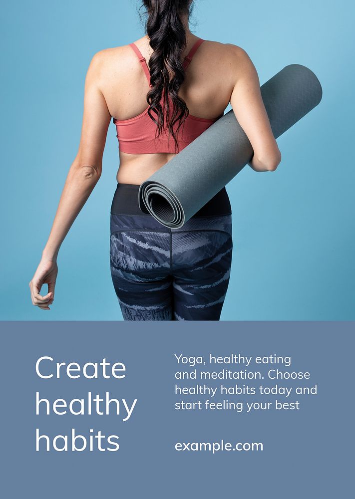 Yoga exercise template vector for healthy lifestyle for ad poster