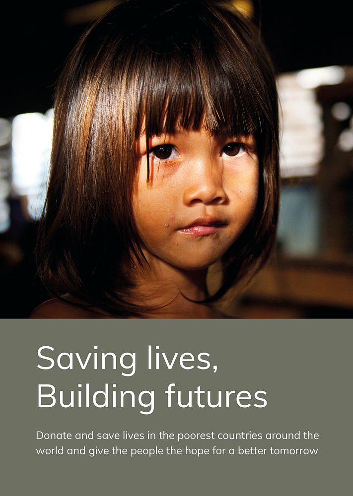 Children charity donation template psd saving lives building future ad poster