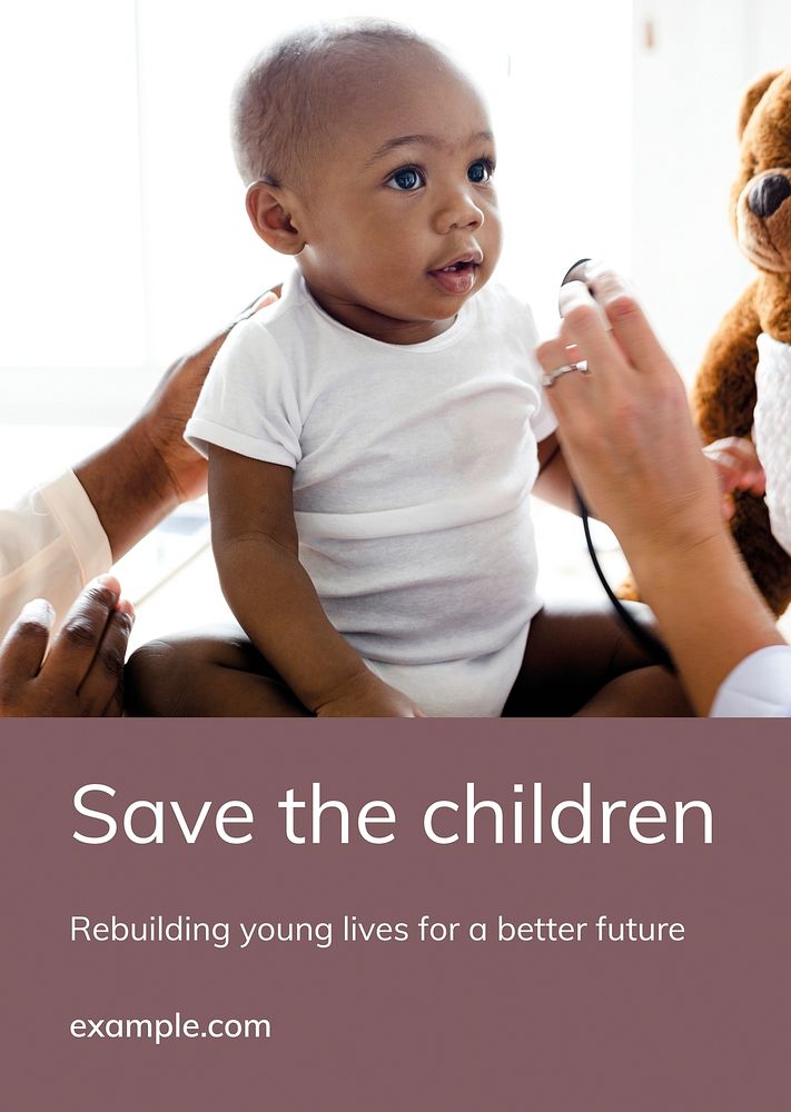 Children charity donation template psd rebuilding lives ad poster