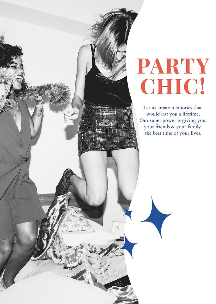 Party chic ad template vector event organizing poster