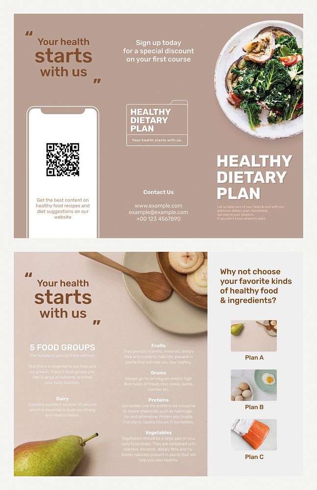Dietary program brochure template vector
