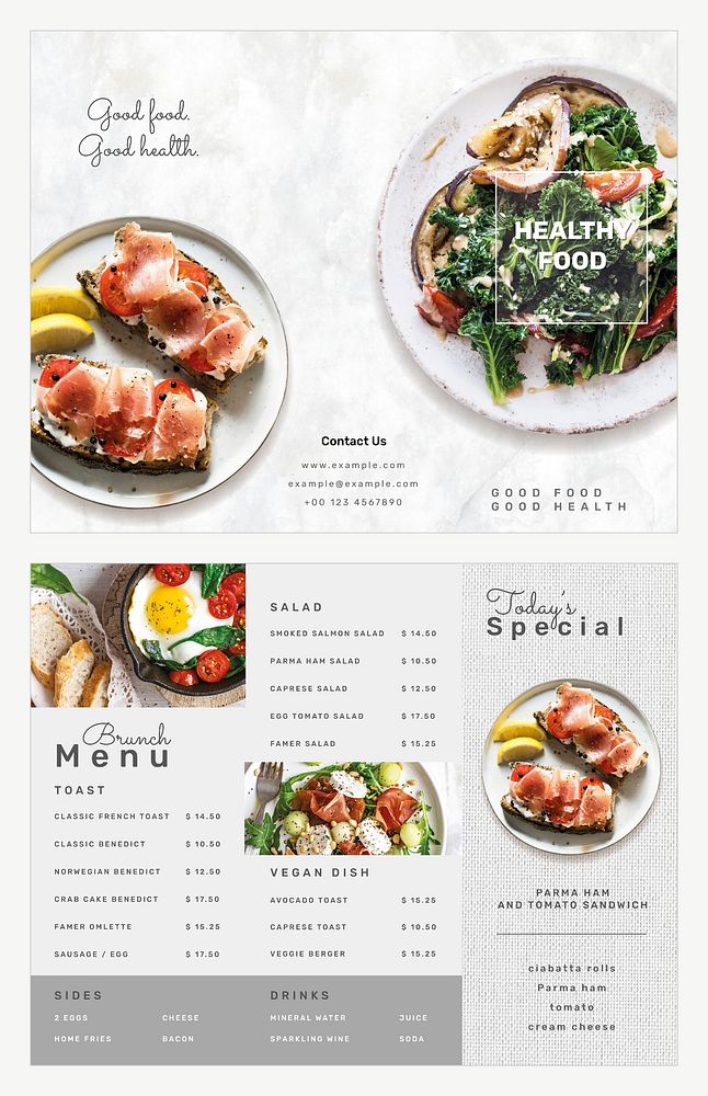 Healthy menu brochure template psd set