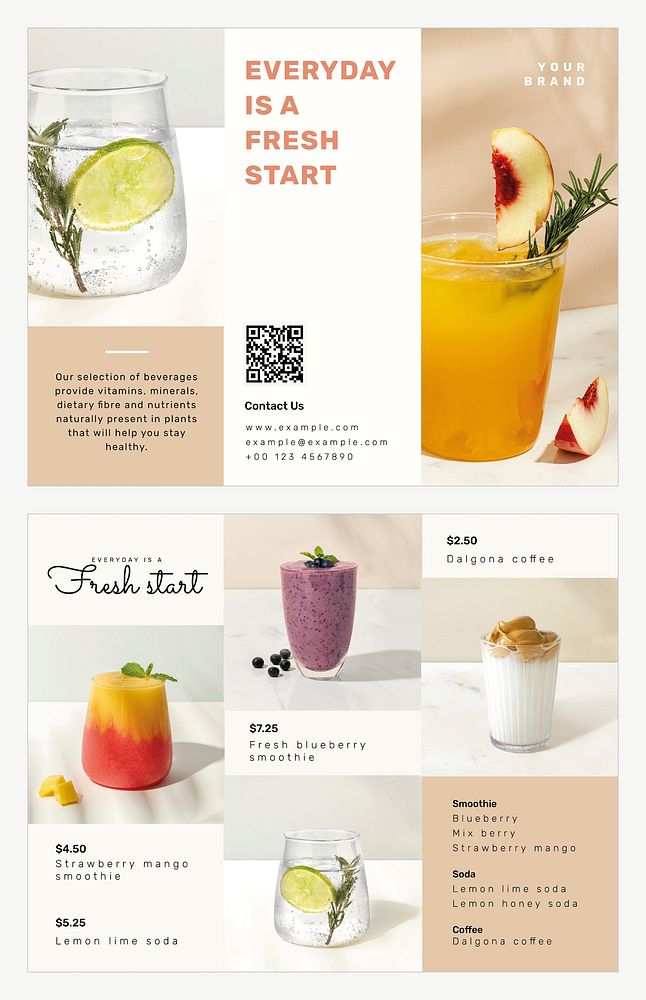 Cafe trifold brochure template psd