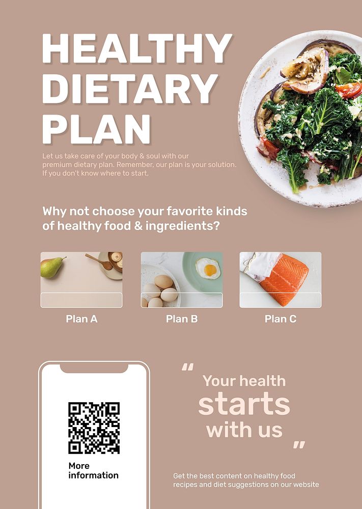 Dietary plan poster template vector