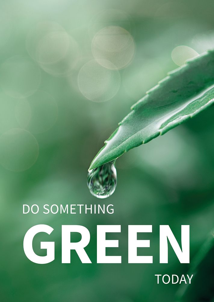 Environment poster editable template psd with green leaf