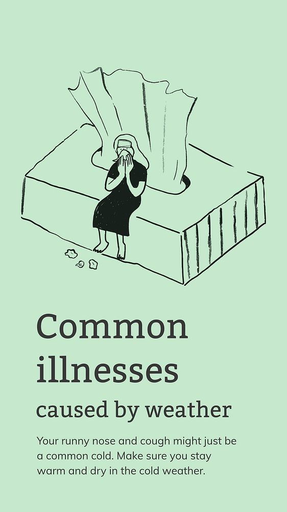 Common illnesses template vector caused by weather healthcare social media story