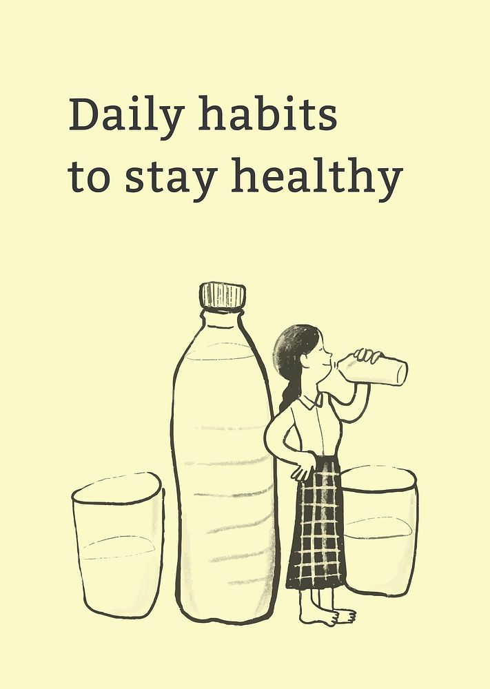 Healthy dairy habits template vector healthcare poster