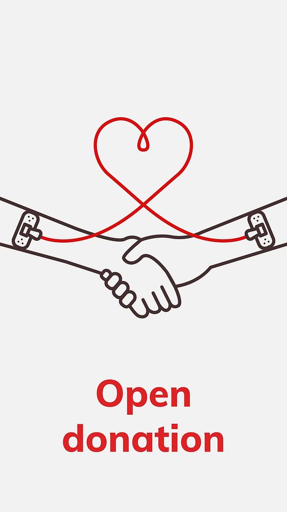 Open donation charity template vector blood donation campaign social media ad in minimal style 