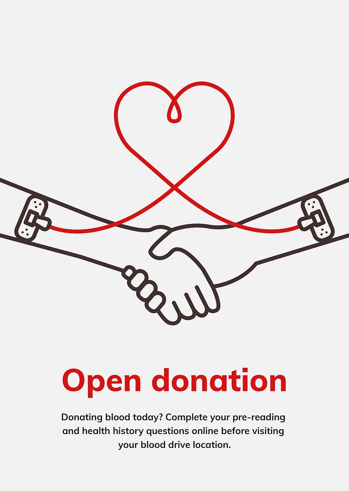 Open donation charity template psd blood donation campaign ad poster in minimal style