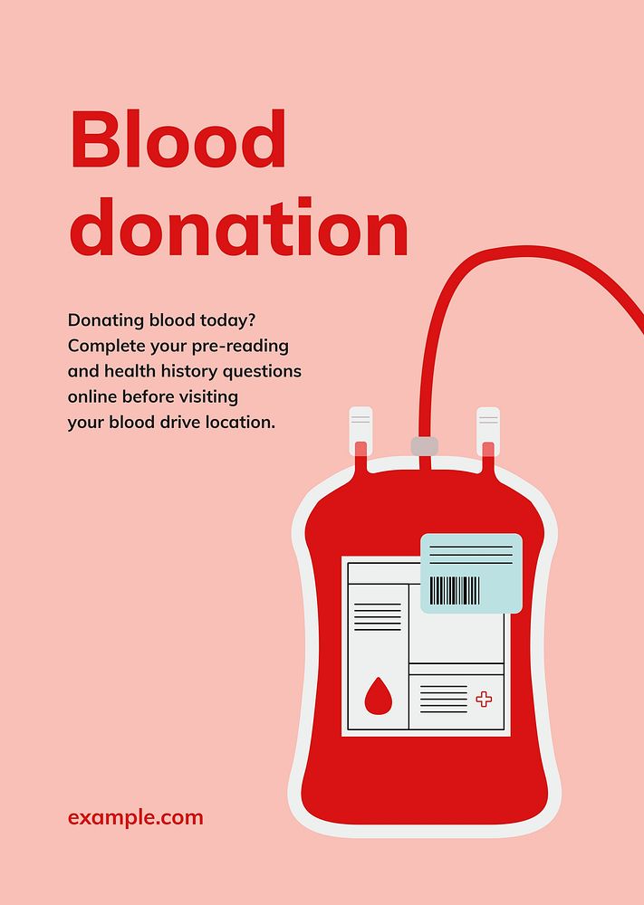 Blood donation campaign template psd ad poster in minimal style