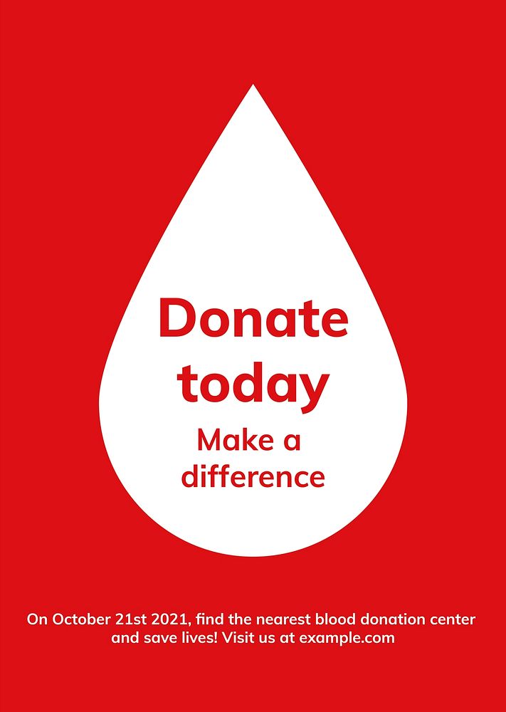Donate today charity template psd blood donation campaign ad poste in minimal style
