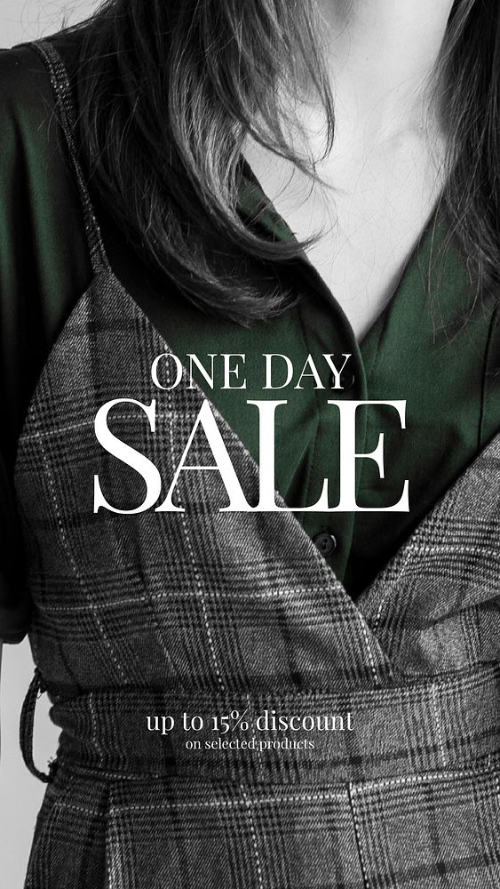 Unisex fashion sale template vector story in green and dark tone