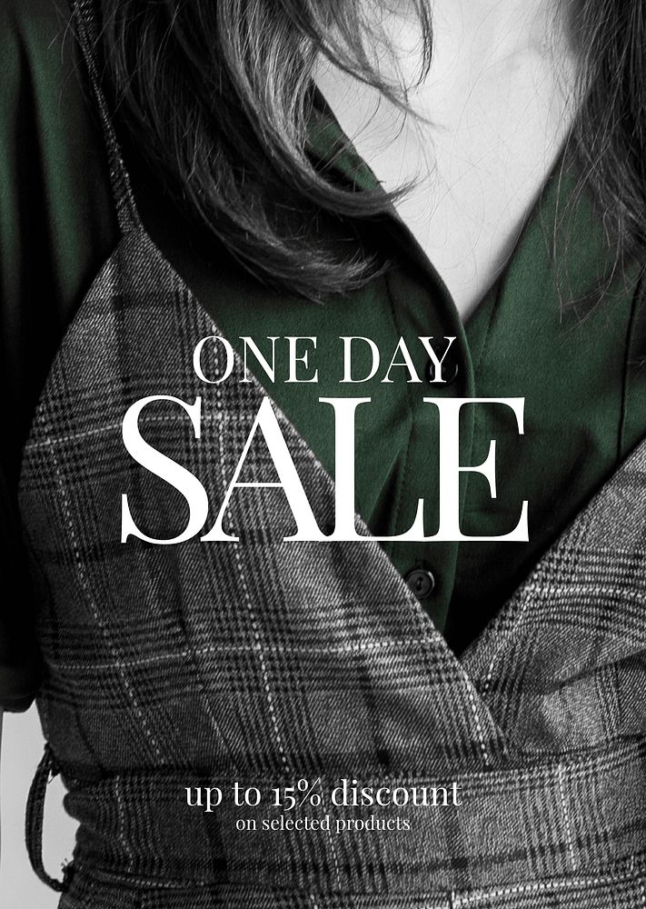 Unisex fashion sale template vector poster in green and dark tone