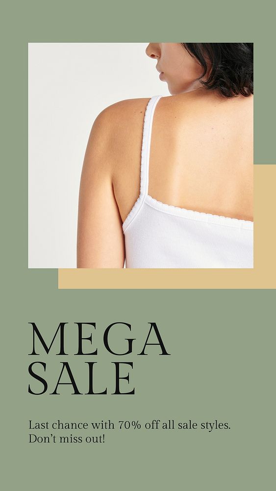 Fashion mega sale template vector for social media story