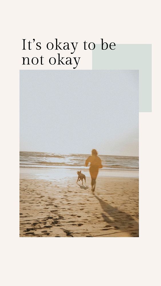 Vacation template vector with motivation quote for social media it's okay not to be okay