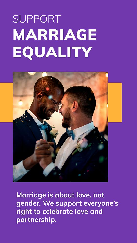 Support marriage equality template vector LGBTQ pride month celebration social media story