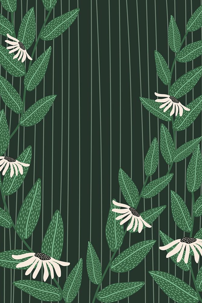 Daisy patterned vector background frame in green